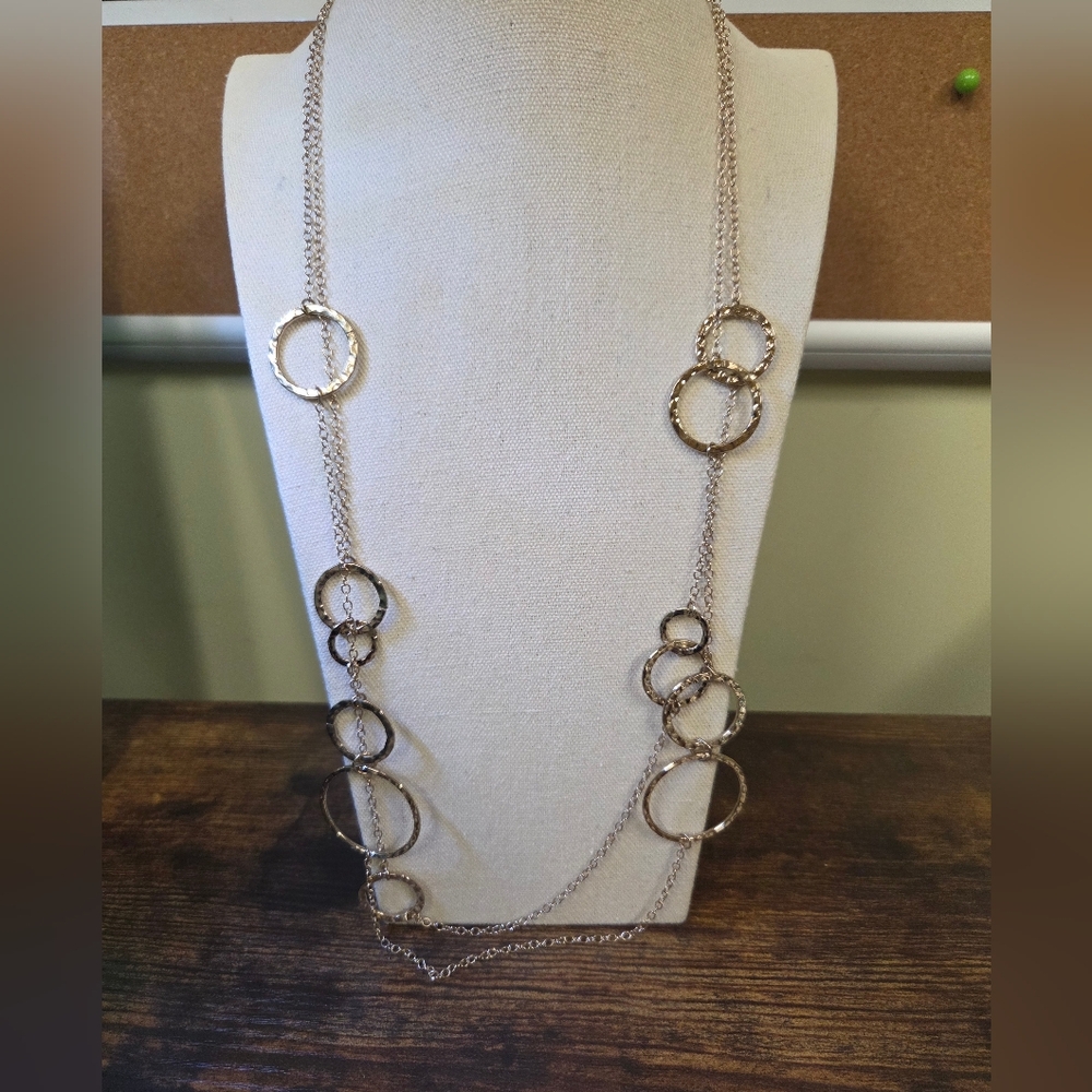Anthropologie Goldtone Circle Link Necklace